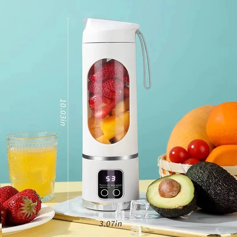 12 Blade Portable Fruit Juicer 450ml Capacity 3 Gears USB Rechargeable Blender Ice Crusher