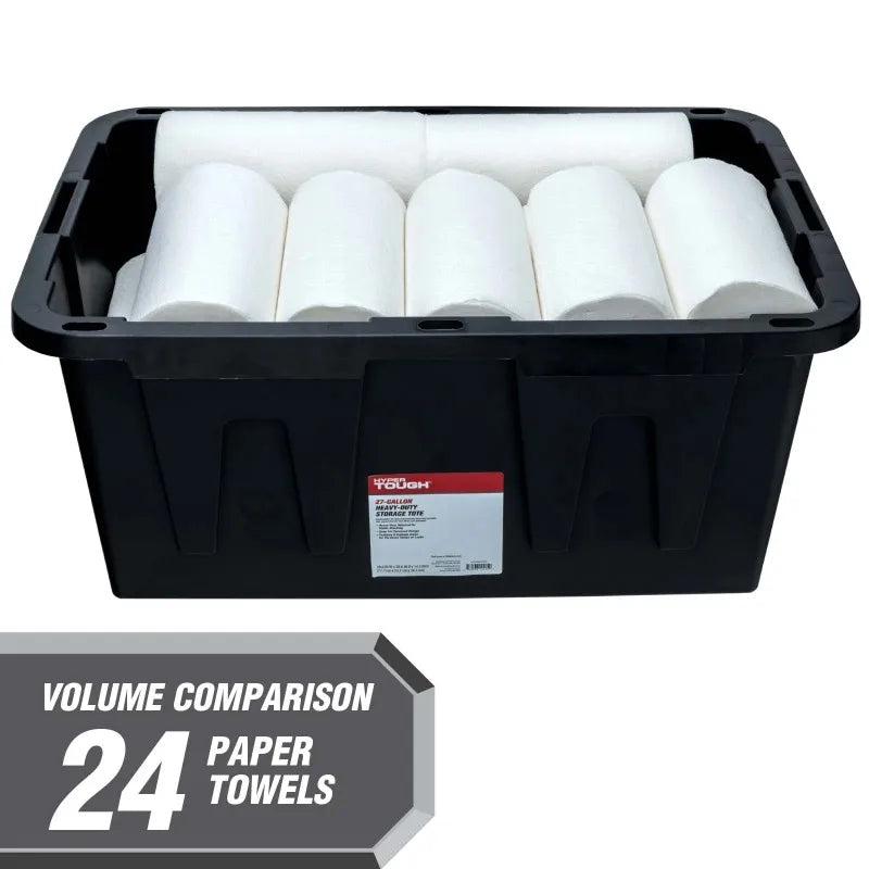 6 Pack Hyper Tough 27 Gallon Plastic Storage Container with Snap-On Lid