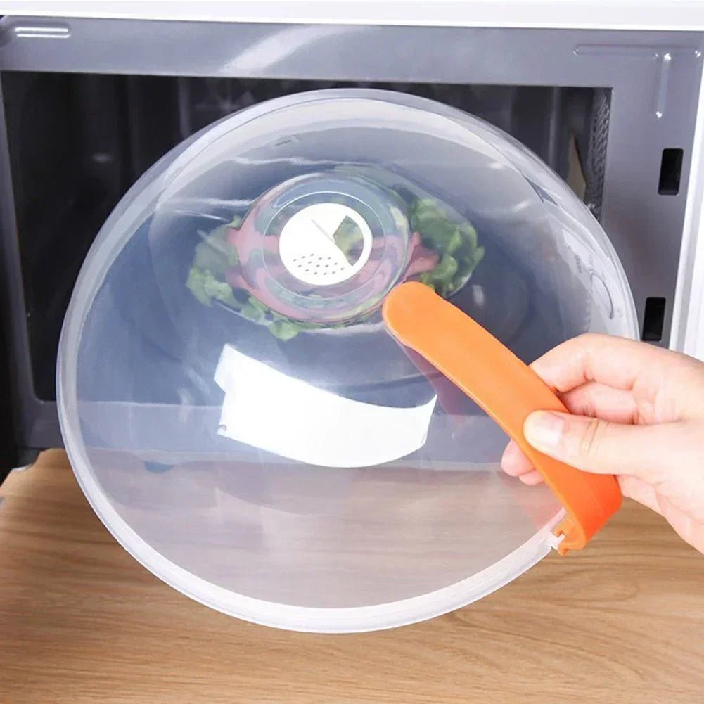 Microwave Food Splash Guard High Temperature Resistant Food Heating Cover with Steam Vent and Handle With Transparent Plate Cover - Lovies Kitchenwares