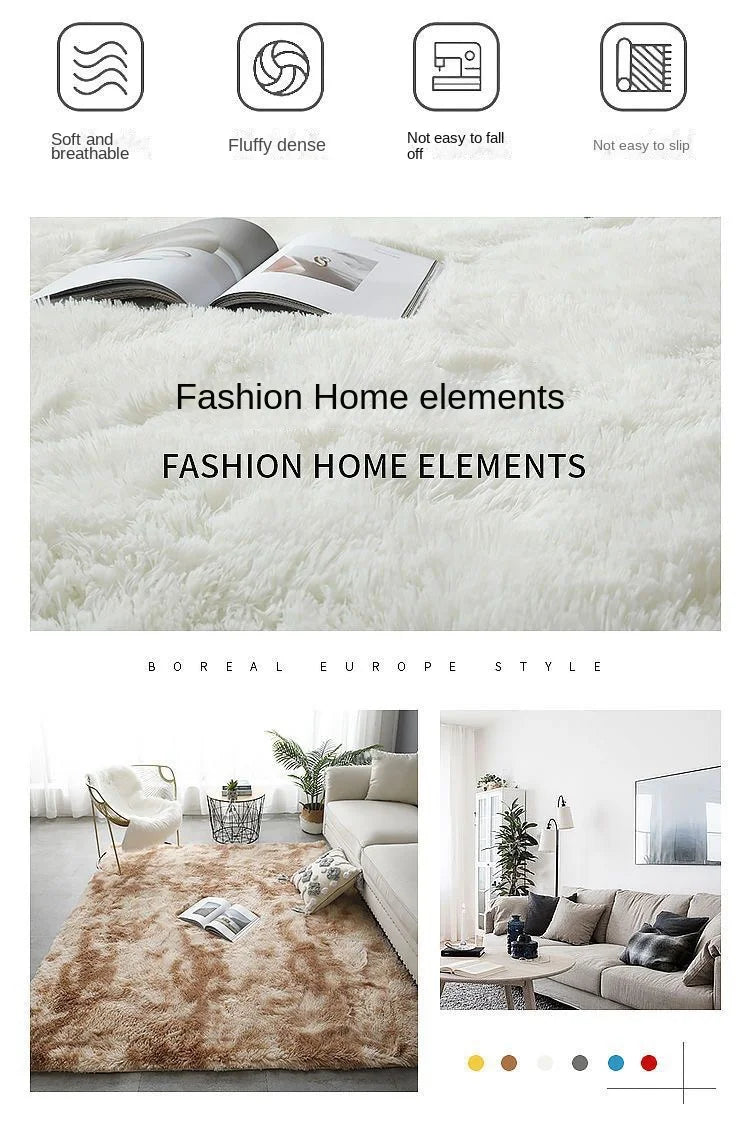 Tie-Dye Plush Carpet Non-Slip Multi-Room Decoration Soft Fluffy Home Mat