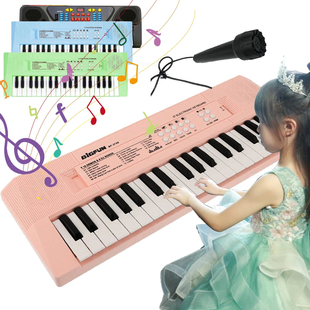 37 Keys Kids Musical Electronic Piano Organ Keyboard with Microphone And an Educational Toy