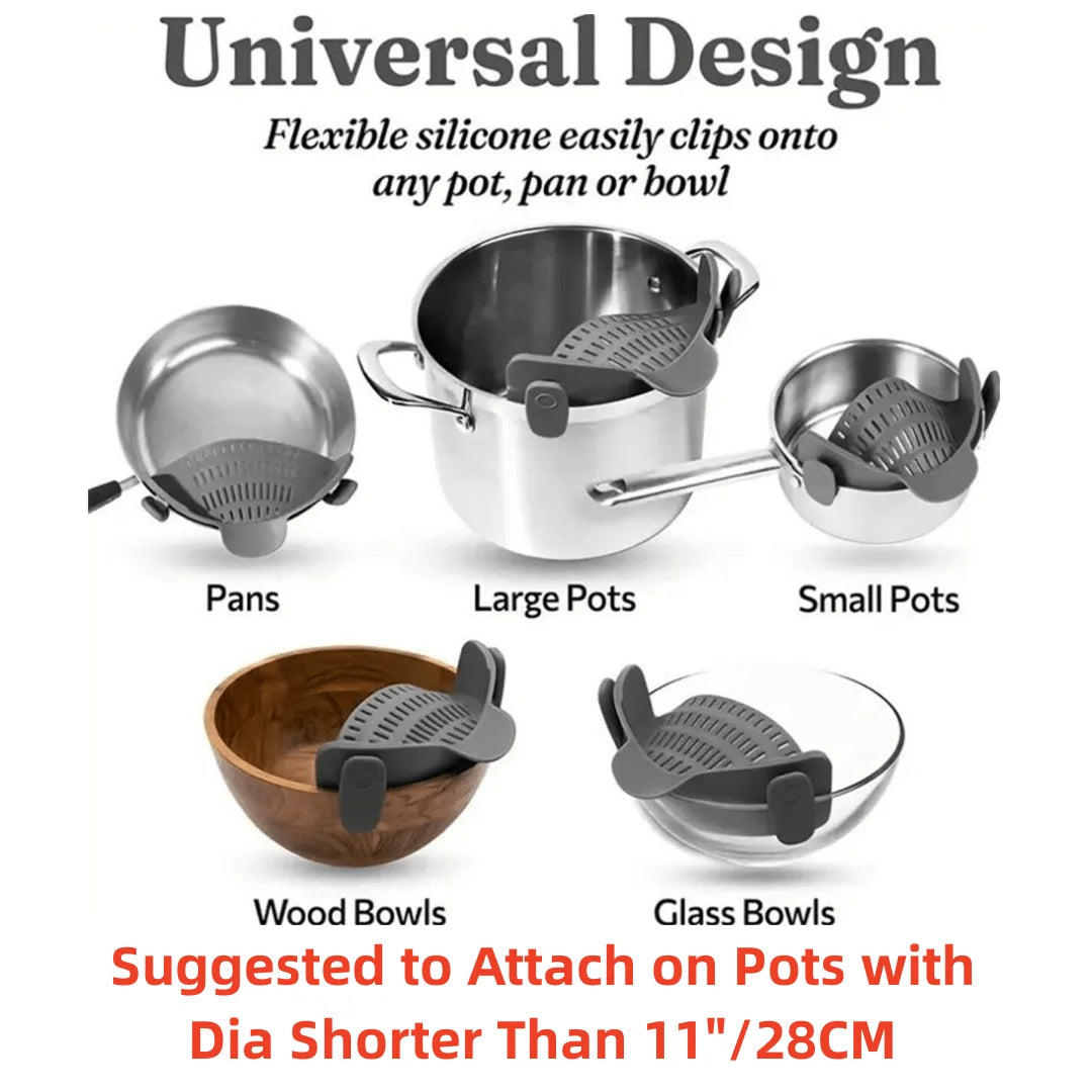 Adjustable Silicone Clip-On Strainer for Pots