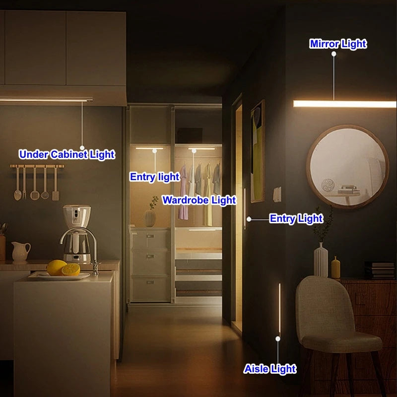 Rechargeable Magnetic Motion Sensor LED Bar Light Induction Portable Cordless Night Light