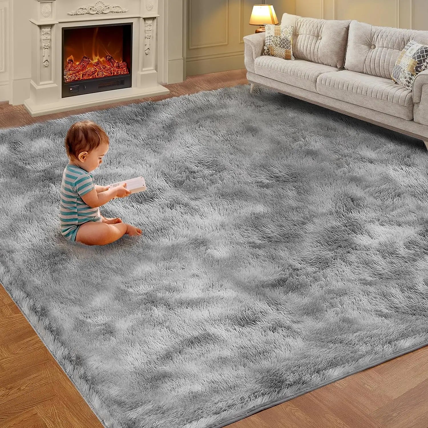 Tie-Dye Plush Carpet Non-Slip Multi-Room Decoration Soft Fluffy Home Mat