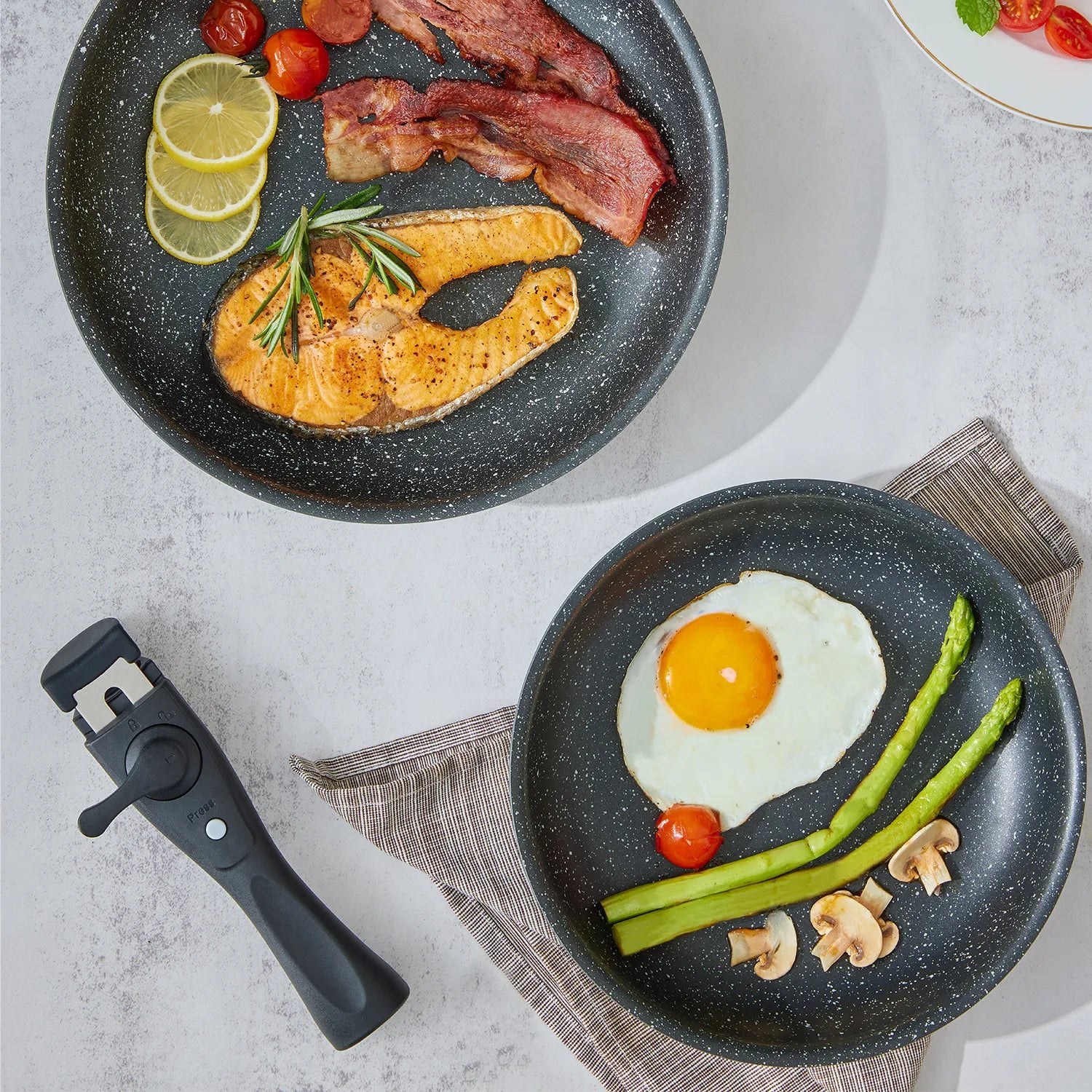Induction Cookware Set 10 Pieces, Nonstick Pots and Pans Set with Removable Handles Stackable Design, Dishwasher