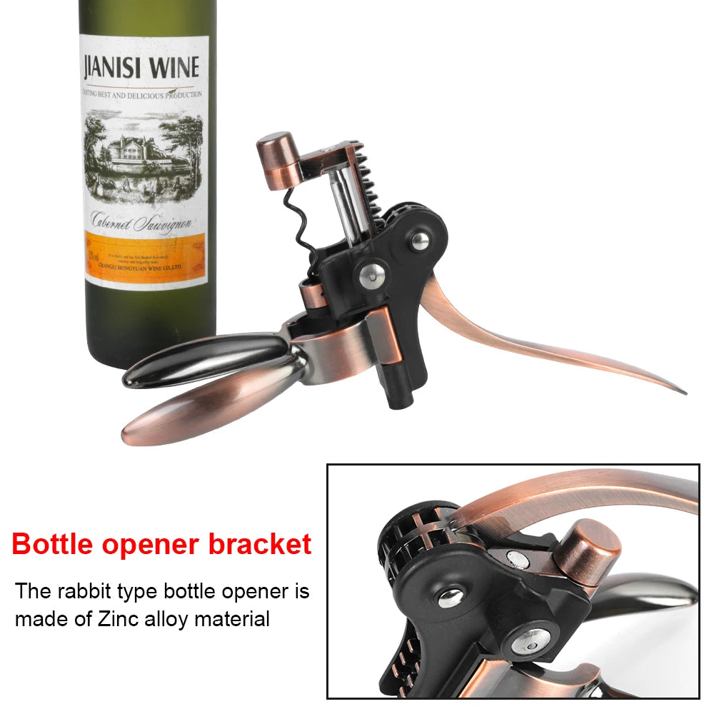 Kitchen Tools Zinc Alloy Rabbit-Shaped Bar Lever Corkscrew Wine Opener Bottle Opener