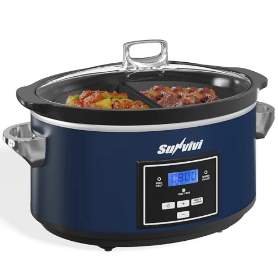 6QT Programmable Slow Cooker Multi-Cooker & Food Warmer with 2 in 1 Silicone Liners  Digital Timer 3 Adjustable Temps