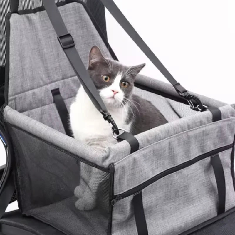 Travel Pet Car Seat Cover Foldable Hammock, Pet Harness & Bag Basket