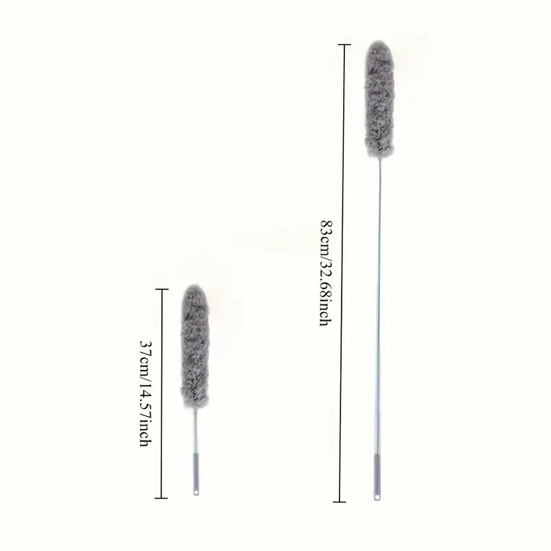 47" Extendable Microfiber Duster Pole - Bendable Stainless Steel Brush for Ceiling/Furniture/Car, Washable
