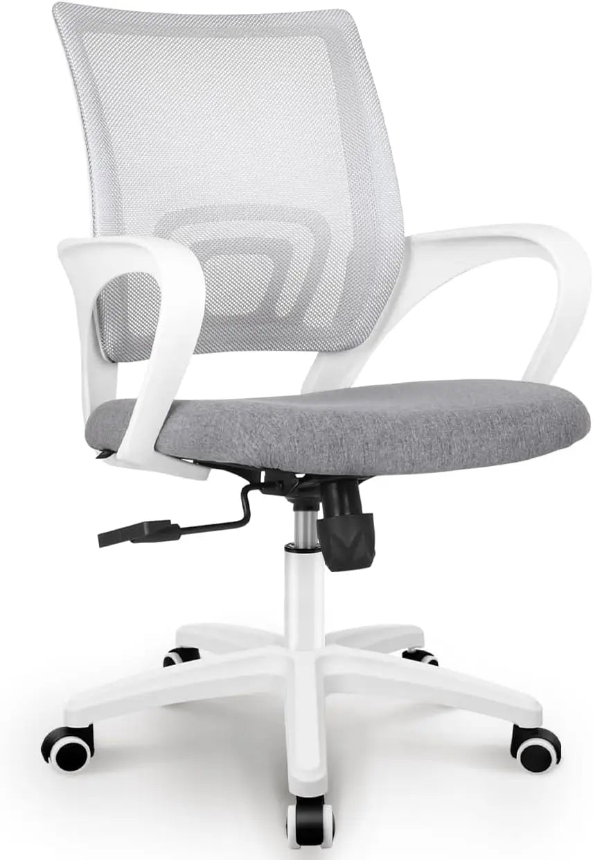 Black Mesh Office Chair Mid Back Lumbar Support Adjustable Height Swivel For Home Computer Desk Task