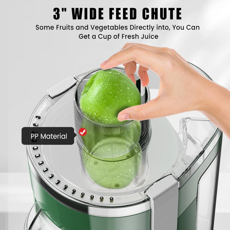 Compact Multi-Fruit Juicer, Juice Extractor Wide Mouth 3” Feed Chute With Centrifugal Extractor