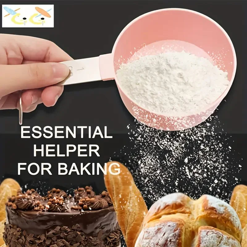 8pcs Stackable Nesting Measuring Cups & Spoons Set With Stainless Steel Handle