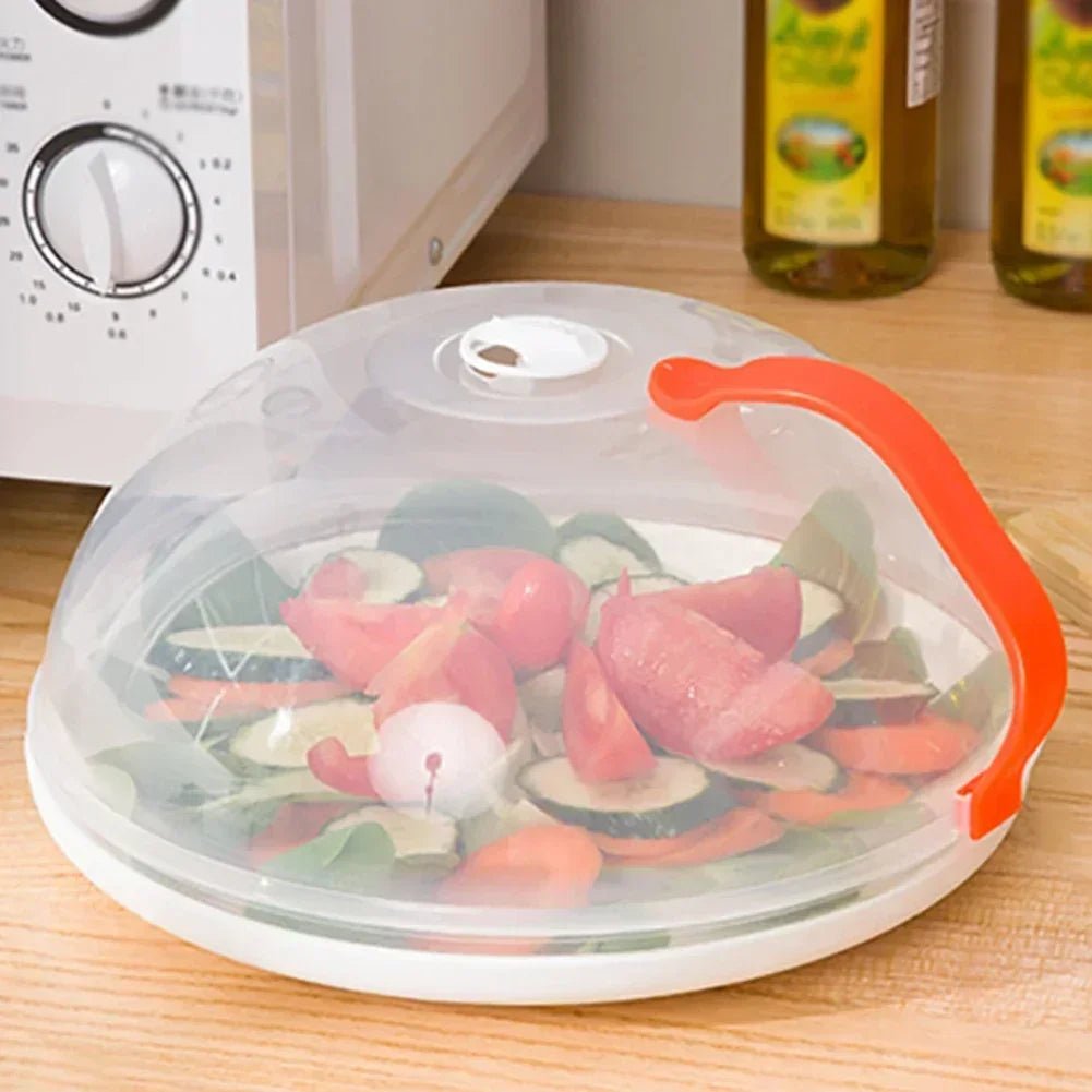 Microwave Food Splash Guard High Temperature Resistant Food Heating Cover with Steam Vent and Handle With Transparent Plate Cover - Lovies Kitchenwares
