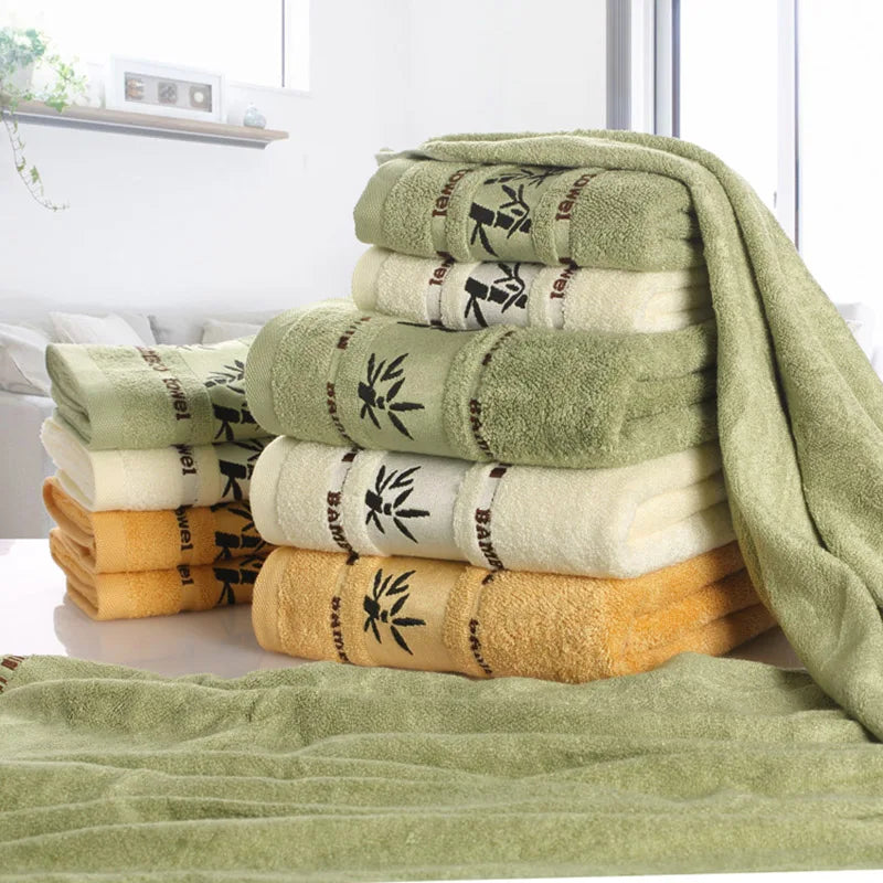 Set of 6 Bamboo Fiber Thick Absorbent Bath Towels
