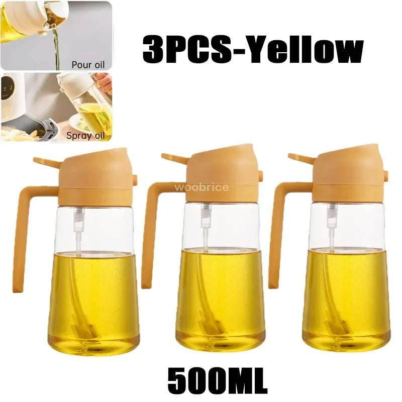 Oil Spray Dispenser Bottle for Pouring Cooking Oil with Automatic Lid Spice Shaker