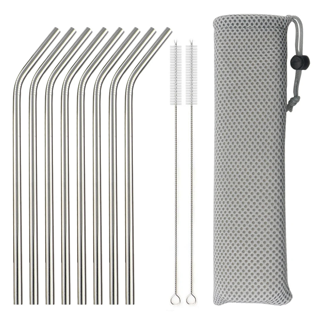 5/10Pcs Reusable Stainless Steel Drinking Straws