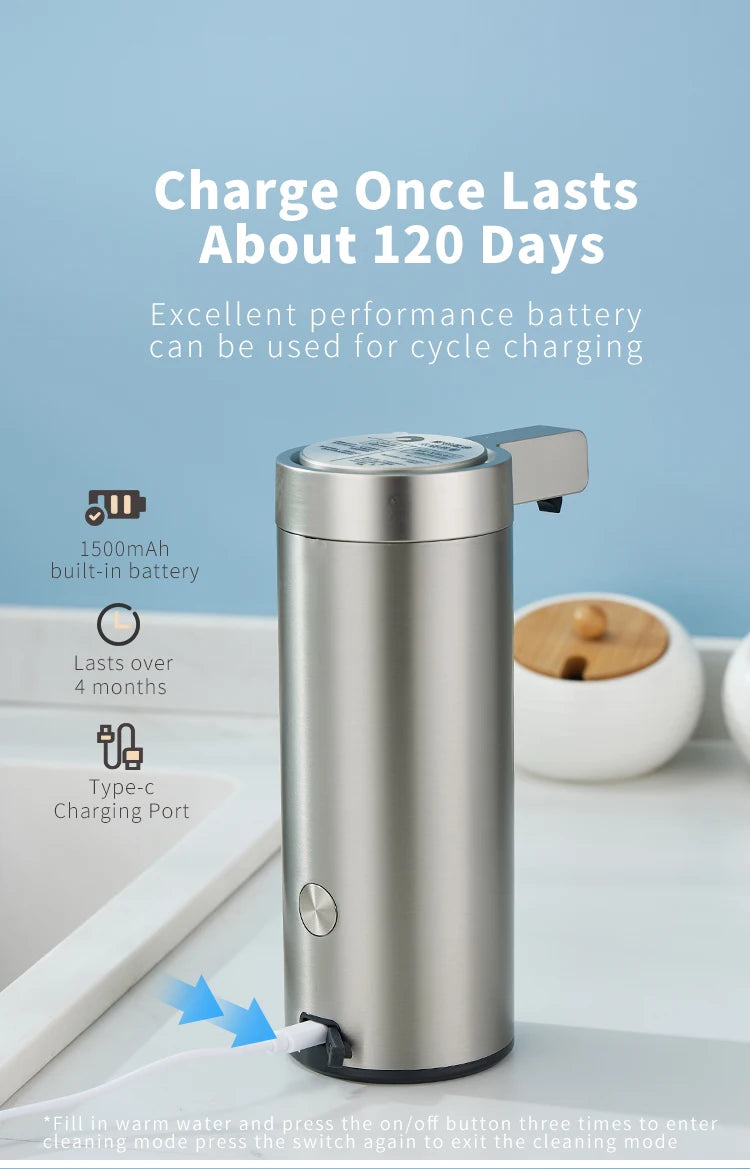 Kitchen Soap and/or Hand Sanitizer Automatic Sensor With Smart Electric Dispenser 304 Stainless Steel