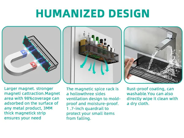 4-Piece Metal Magnetic Refrigerator Spice Rack