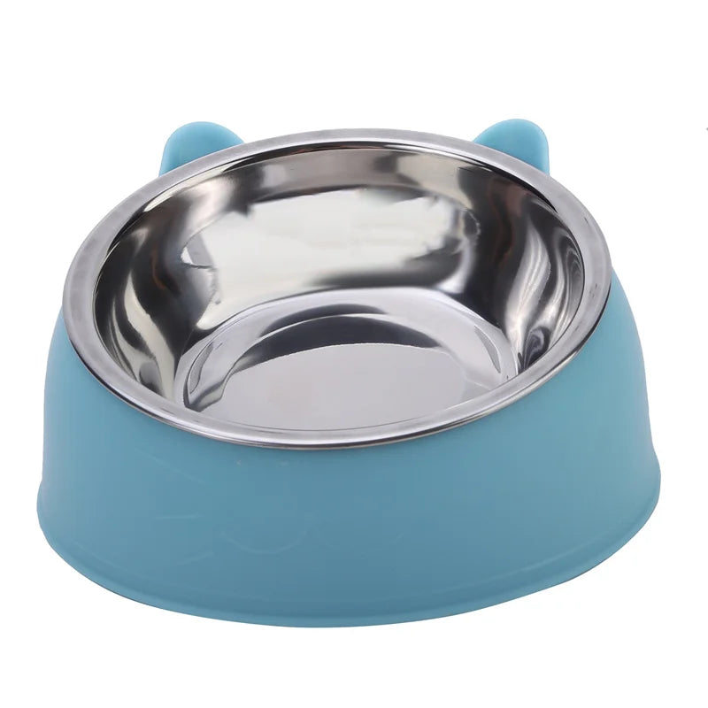 1/2/5pcs Created Inclined Cat Water Bowl & Stainless Steel Feeding Bowl