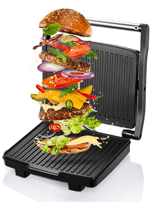 Panini Grill Press Sandwich Maker, Electric Indoor Grill with Non-Stick Cooking Plate and Removable Drip Tray