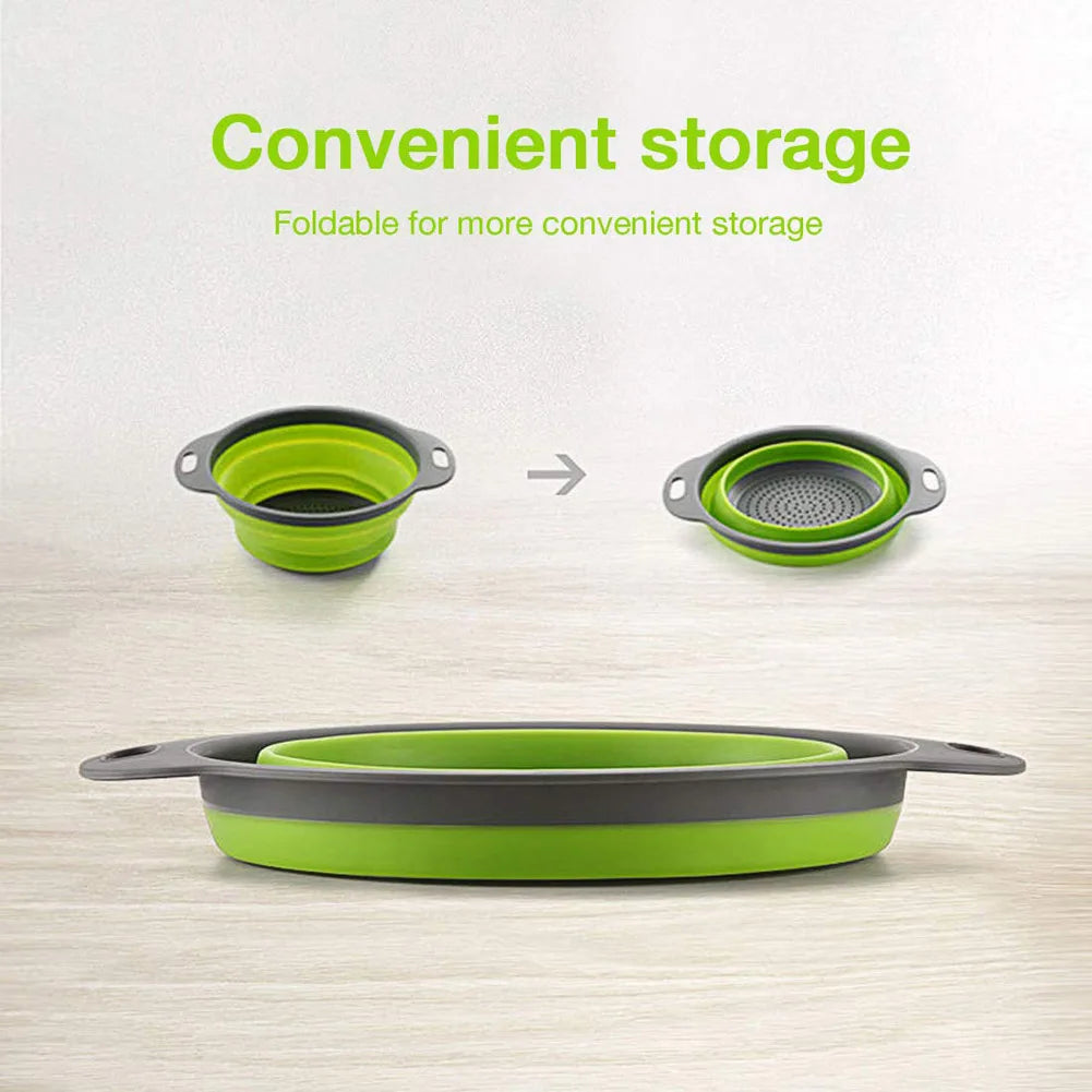 Silicone Folding Drain & Wash Basket & Foldable Strainer Colander