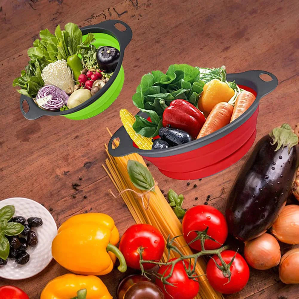 Silicone Folding Drain & Wash Basket & Foldable Strainer Colander