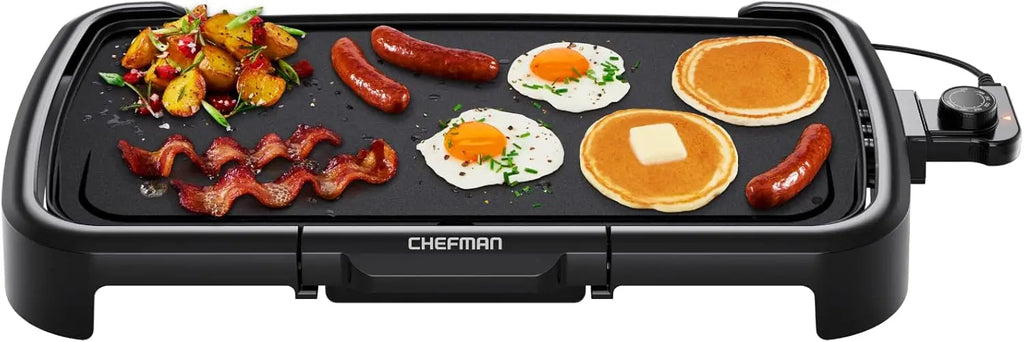Electric Griddle with Removable Temperature Control, Nonstick 10 x 20 Inch Flat Top Grill, Slide Out Drip Tray,