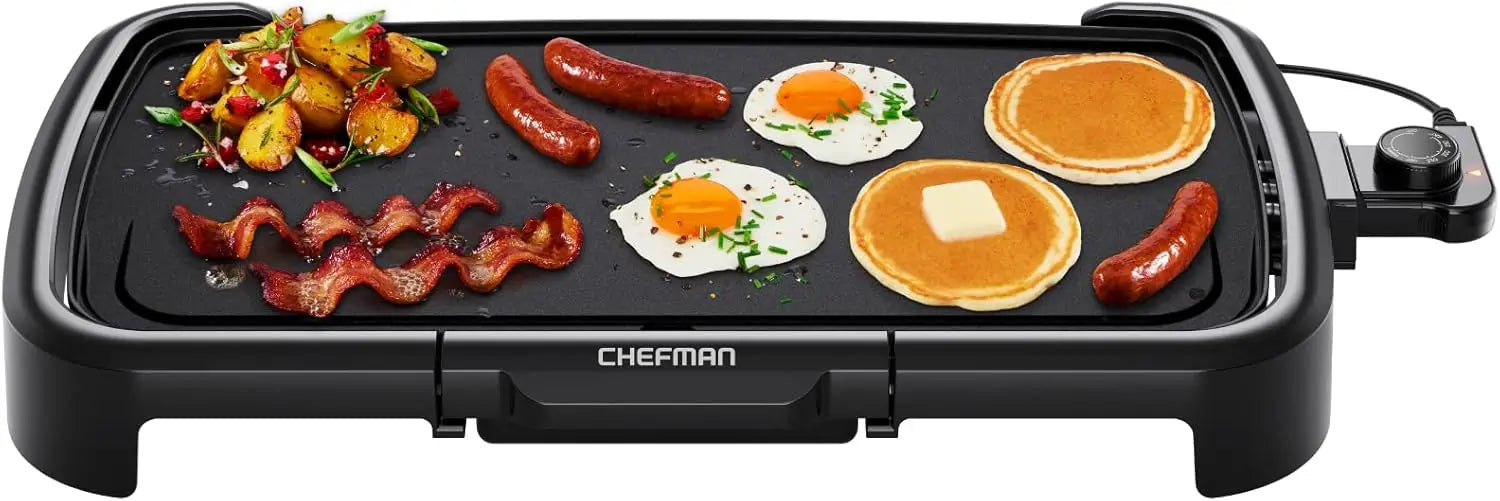 Electric Griddle with Removable Temperature Control, Nonstick 10 x 20 Inch Flat Top Grill, Slide Out Drip Tray,