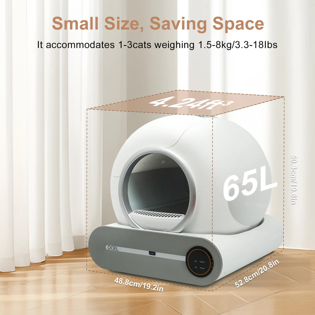 2.4G WiFi Smart Cat Toilet App Control & Automatic Self Cleaning Cat Litter Box With Trash Bag