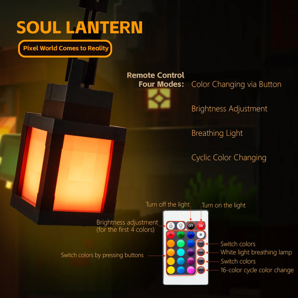Pixel Style Portable Night Light, Tabletop Ornament 16 Color Remote Control Lights