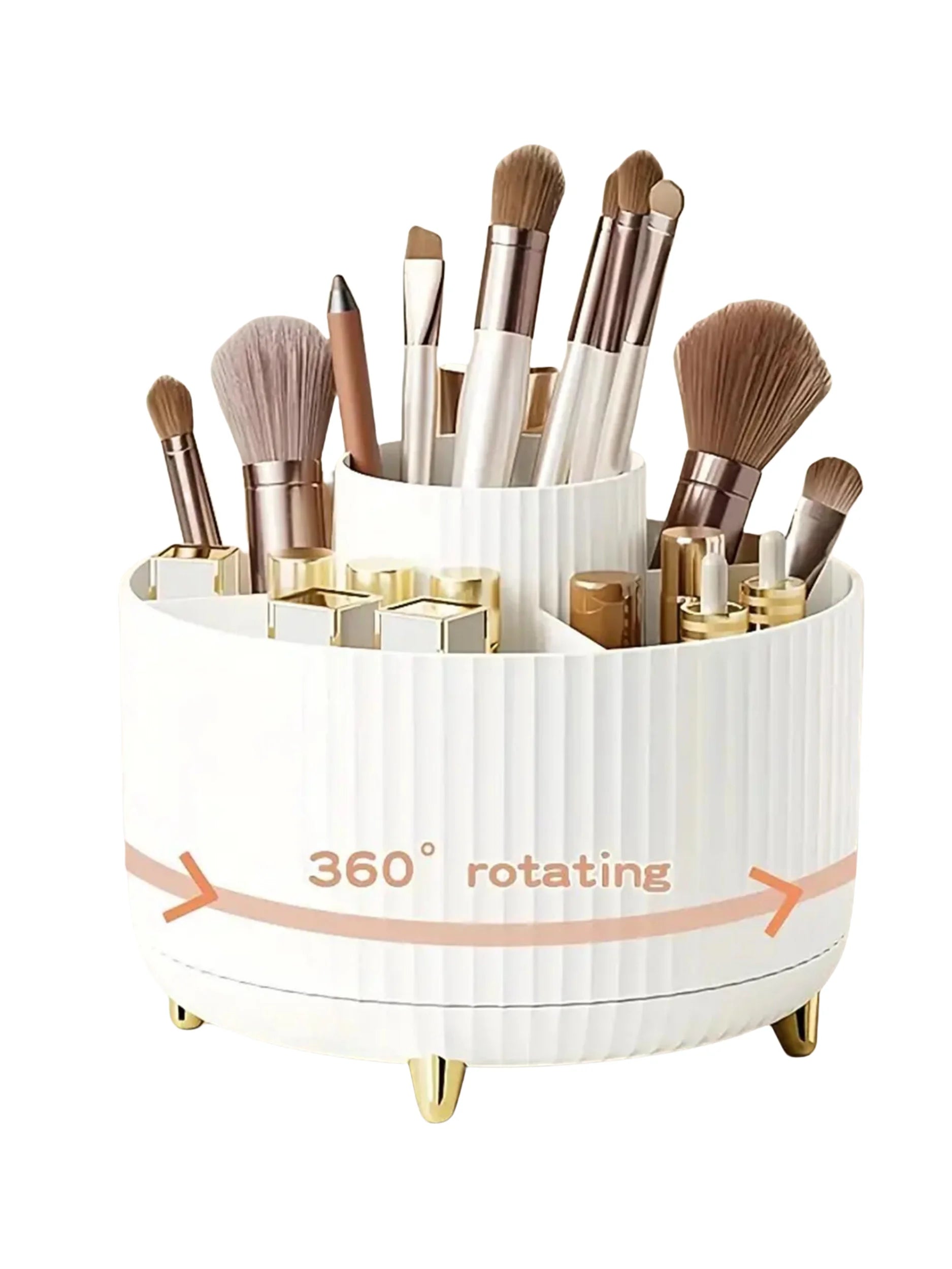 360° 5 Compartment Rotating Multi-Functional Makeup Organizer & Brush Holder
