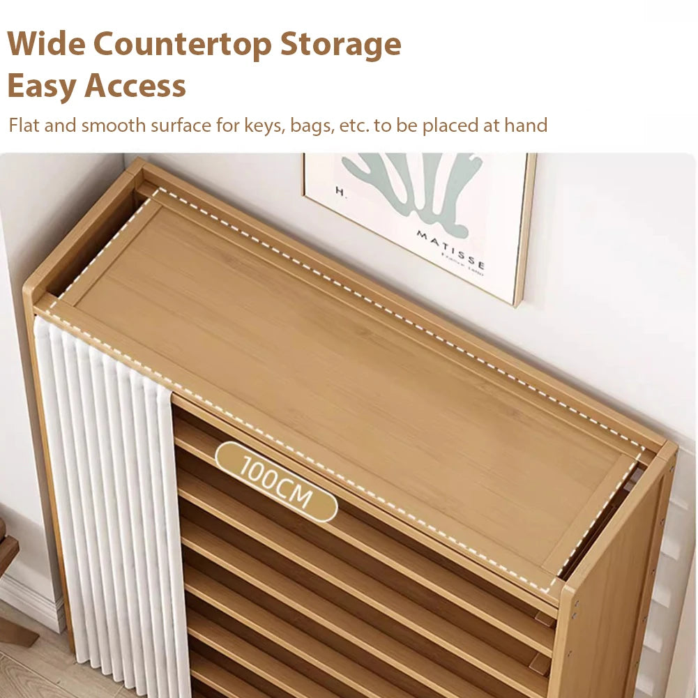 6-Tier Simple Shoe Wooden Cabinet Organizer With Storage Shelves