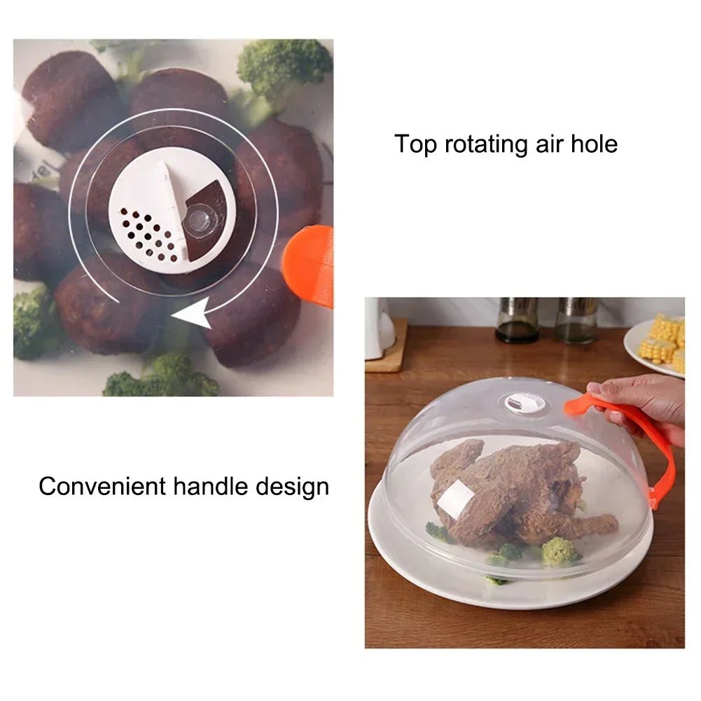 Microwave Food Splash Guard High Temperature Resistant Food Heating Cover with Steam Vent and Handle With Transparent Plate Cover - Lovies Kitchenwares