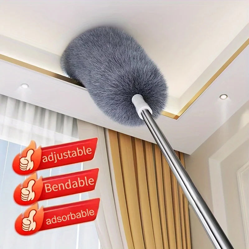 Multifunctional Retractable Duster With Bendable Head - Reusable And Washable For High Ceilings Furniture And Car