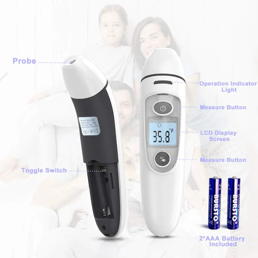 Forehead & Ear Infrared Digital LCD Display 35 Memory Reader Thermometer