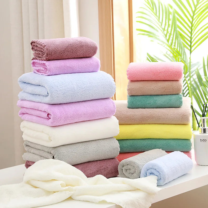 2PC Bath Towels Set Super Soft Highly Absorbent Quick-drying Coral Velvet Bath Towel For Adults