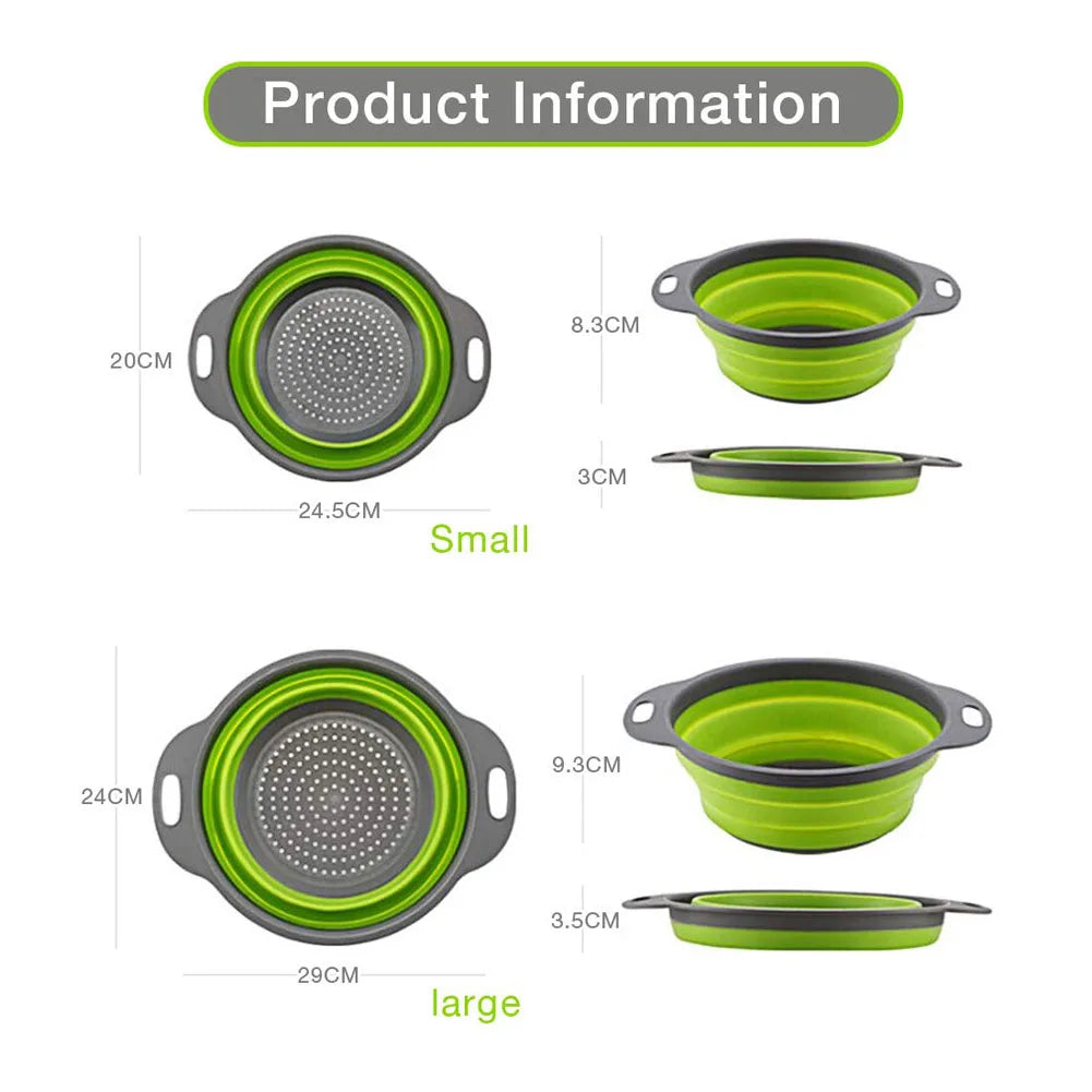 Silicone Folding Drain & Wash Basket & Foldable Strainer Colander