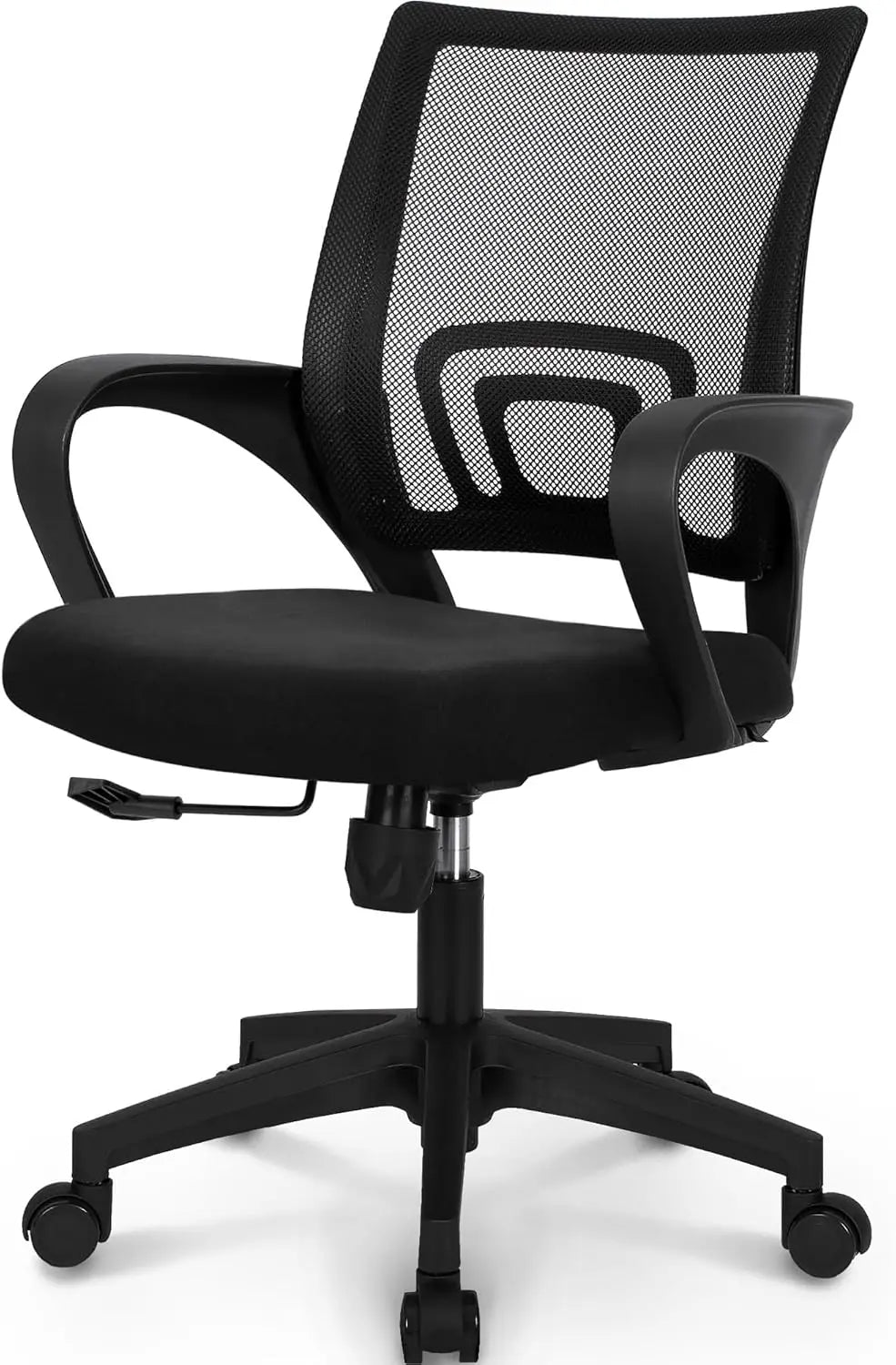 Black Mesh Office Chair Mid Back Lumbar Support Adjustable Height Swivel For Home Computer Desk Task