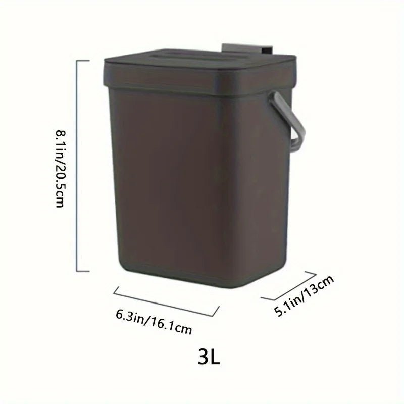 Space-Saving Quiet-Close Trash Can - 3/5L, Eco-Friendly Sealed Bin For Kitchen & Office - Lovies Kitchenwares