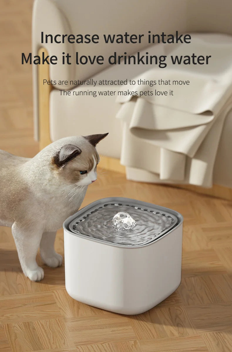3L Auto Recirculate Cat Water Drinking Fountain With Large Capacity Filtering USB Electric Mute