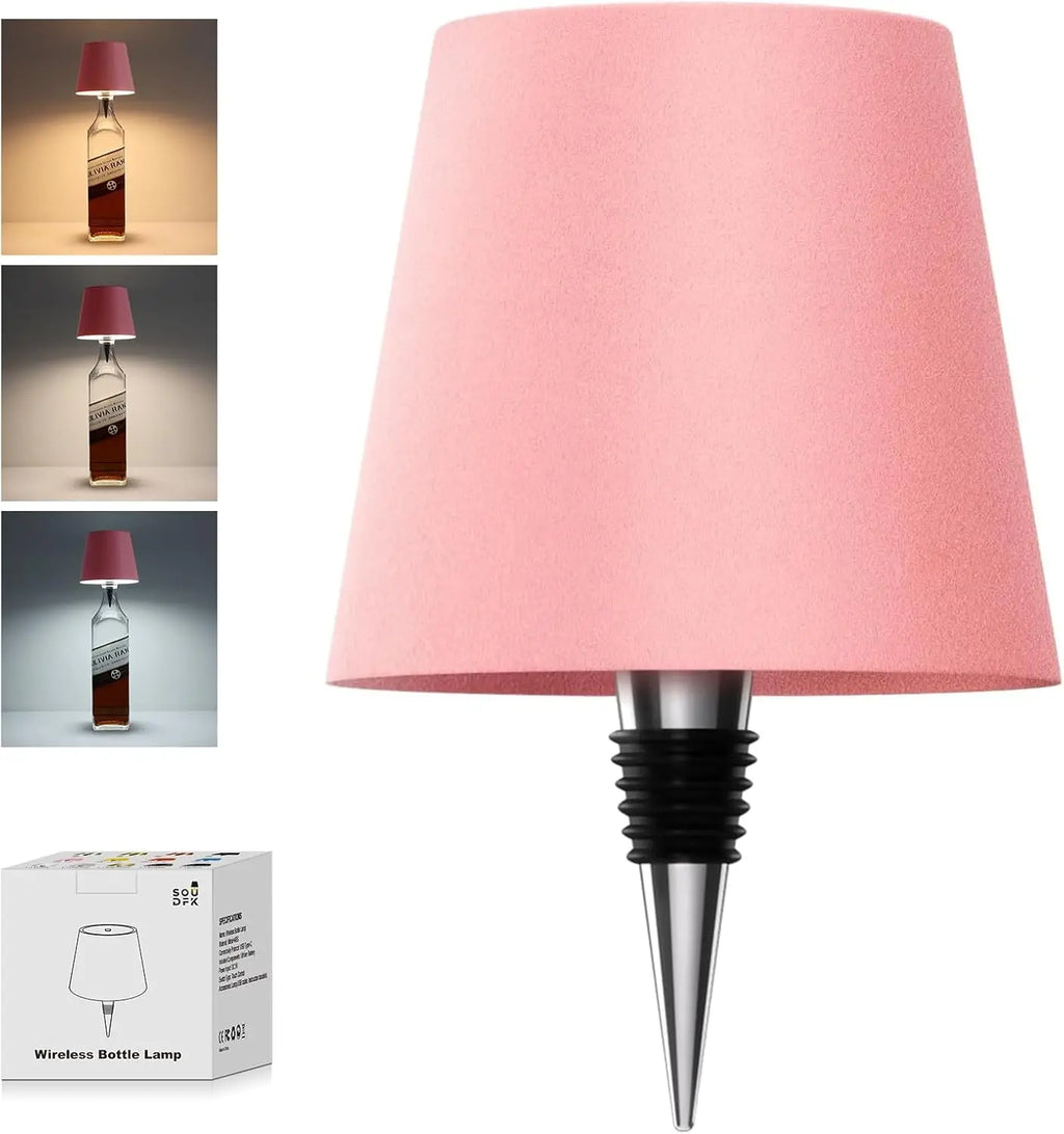 Wireless Bottle Table Touch Control Lamp With 3 Colors & Dimming Night Lamp