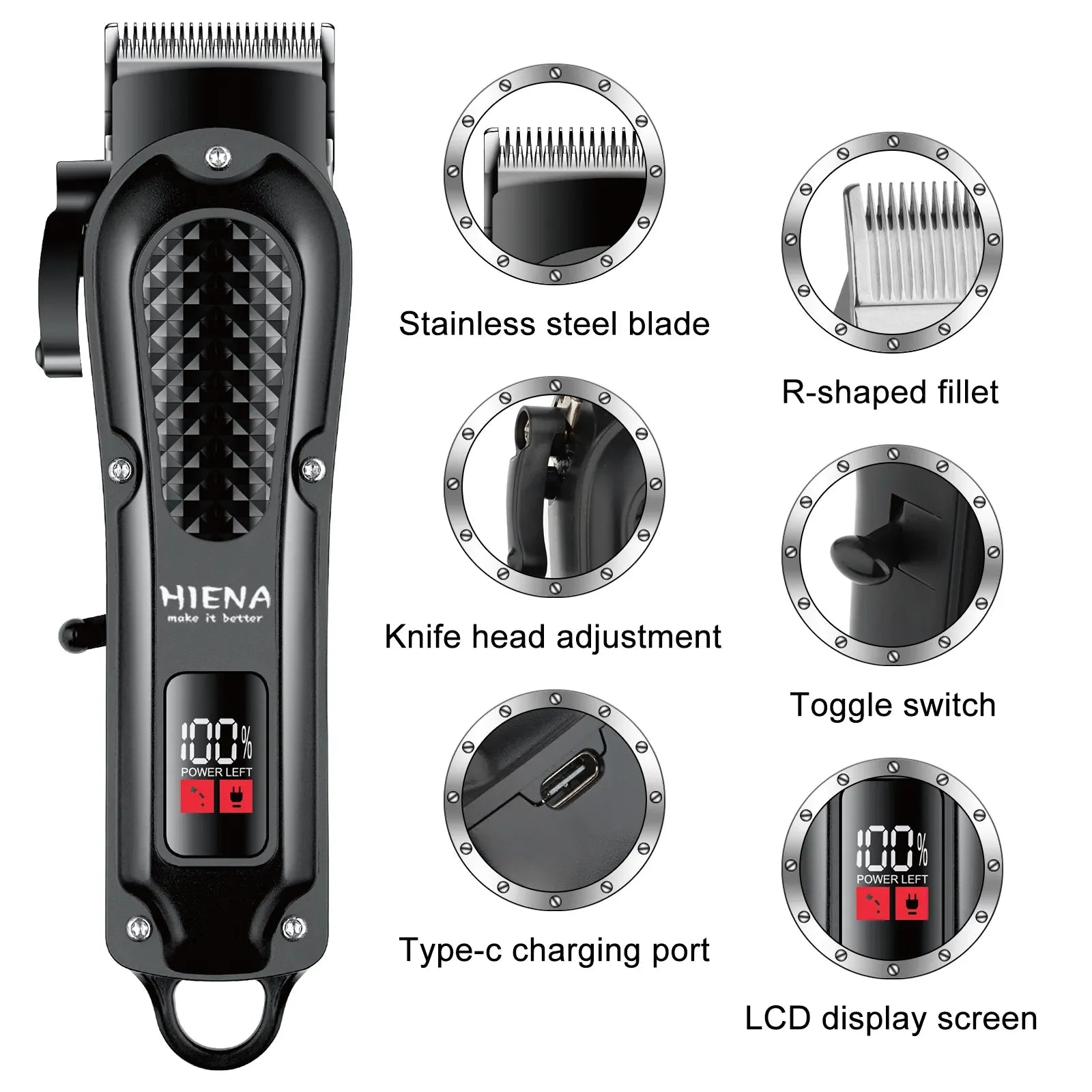 Electric Hair Clipper USB Rechargeable Cordless Beard Trimmer For Men With Electric Hair Clipper Trimming Tool