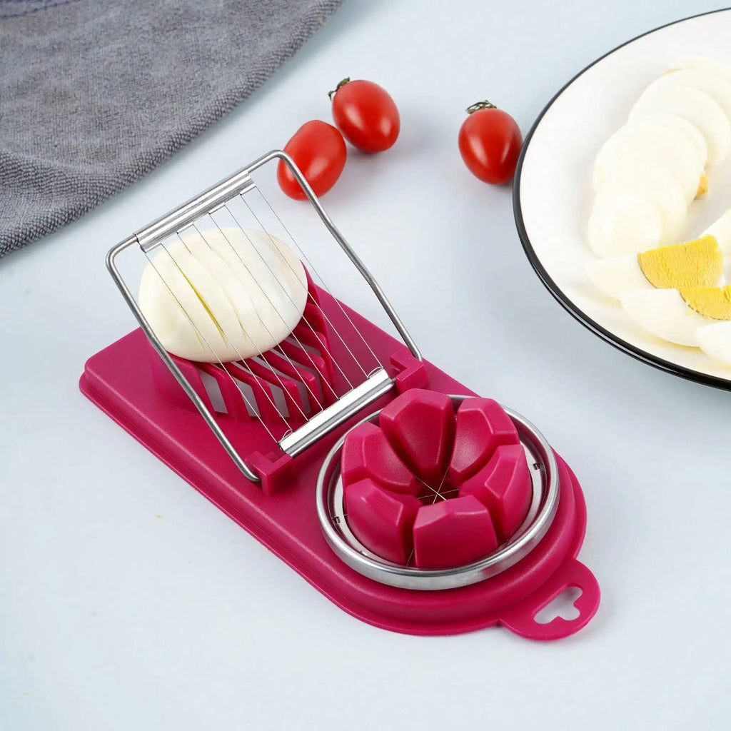 Multifunctional PP Base 2-in-1 Stainless Steel Wire Egg Cutter