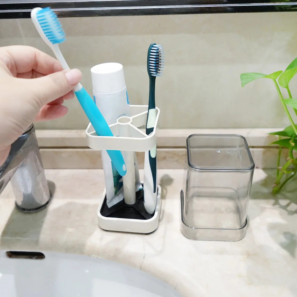 Toothbrush & Toothpaste Holder With Cup/Cover