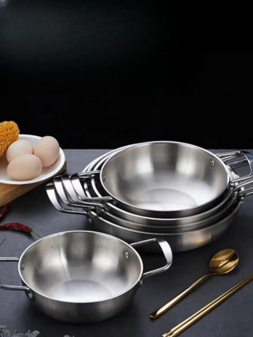 Stainless Steel Cookware and Saucepan Dry Pots with Handle - Lovies Kitchenwares