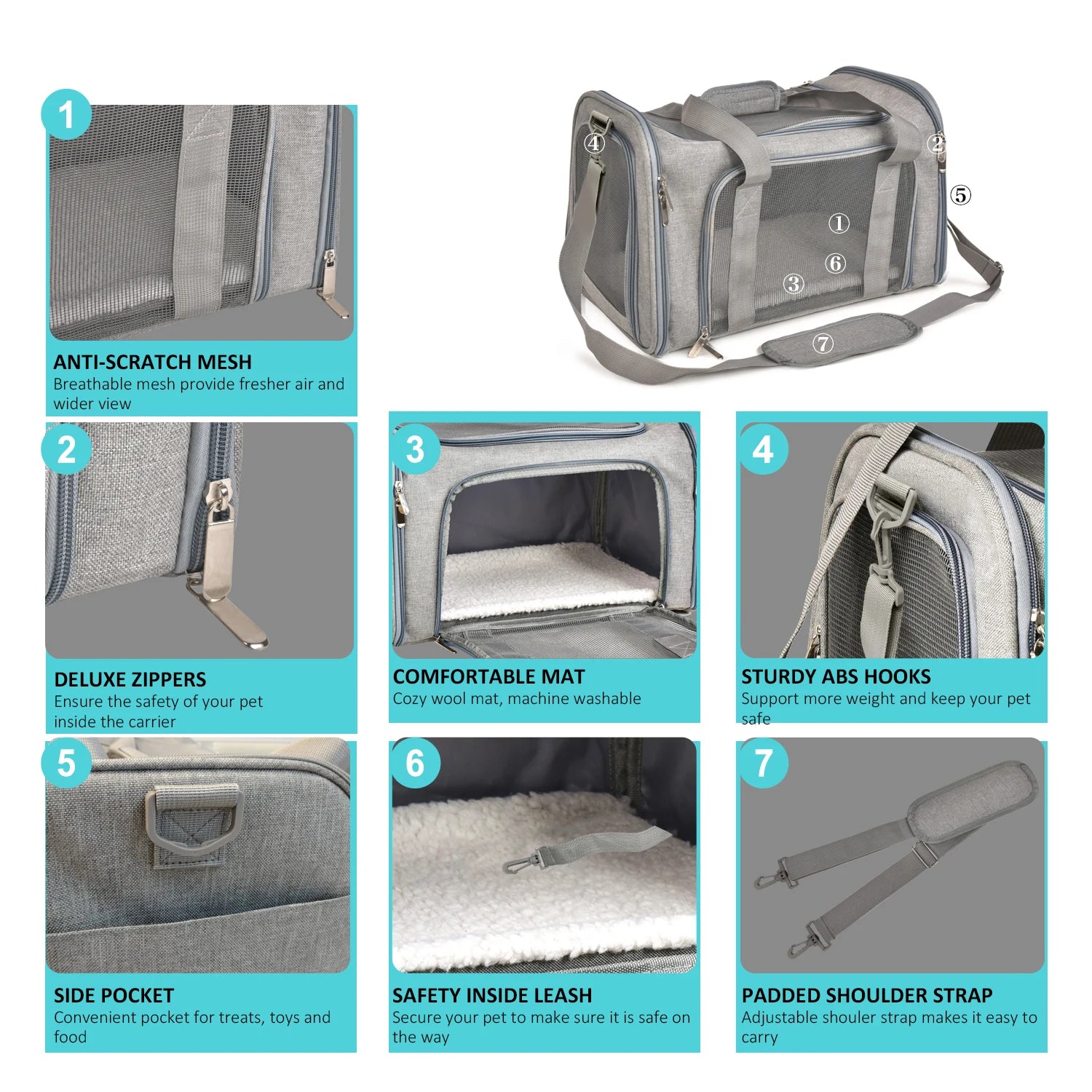 Soft Side Pet Backpack Travel Bag Carrier For Small Pets