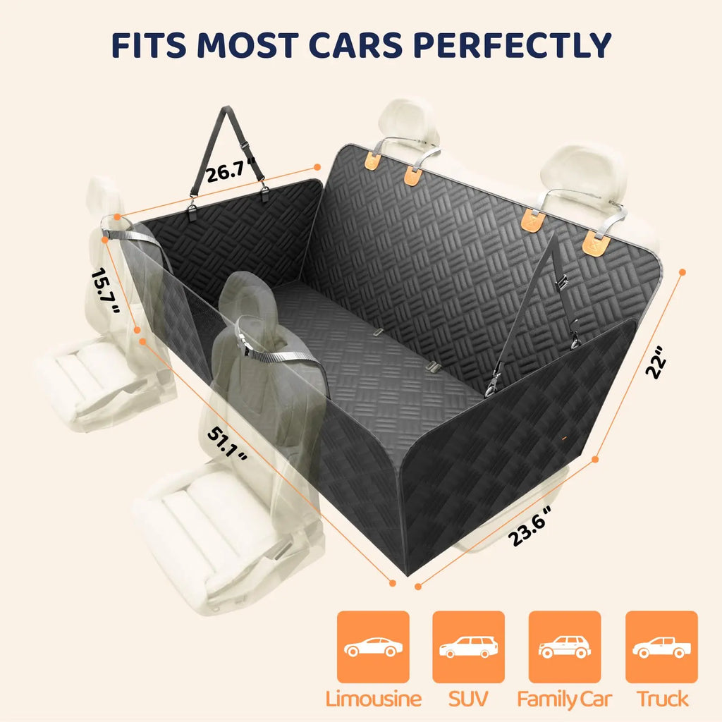 Anti-Scratch Washable Hard Bottom Seat Extender & Dog Seat Cover For Cars & Suv's