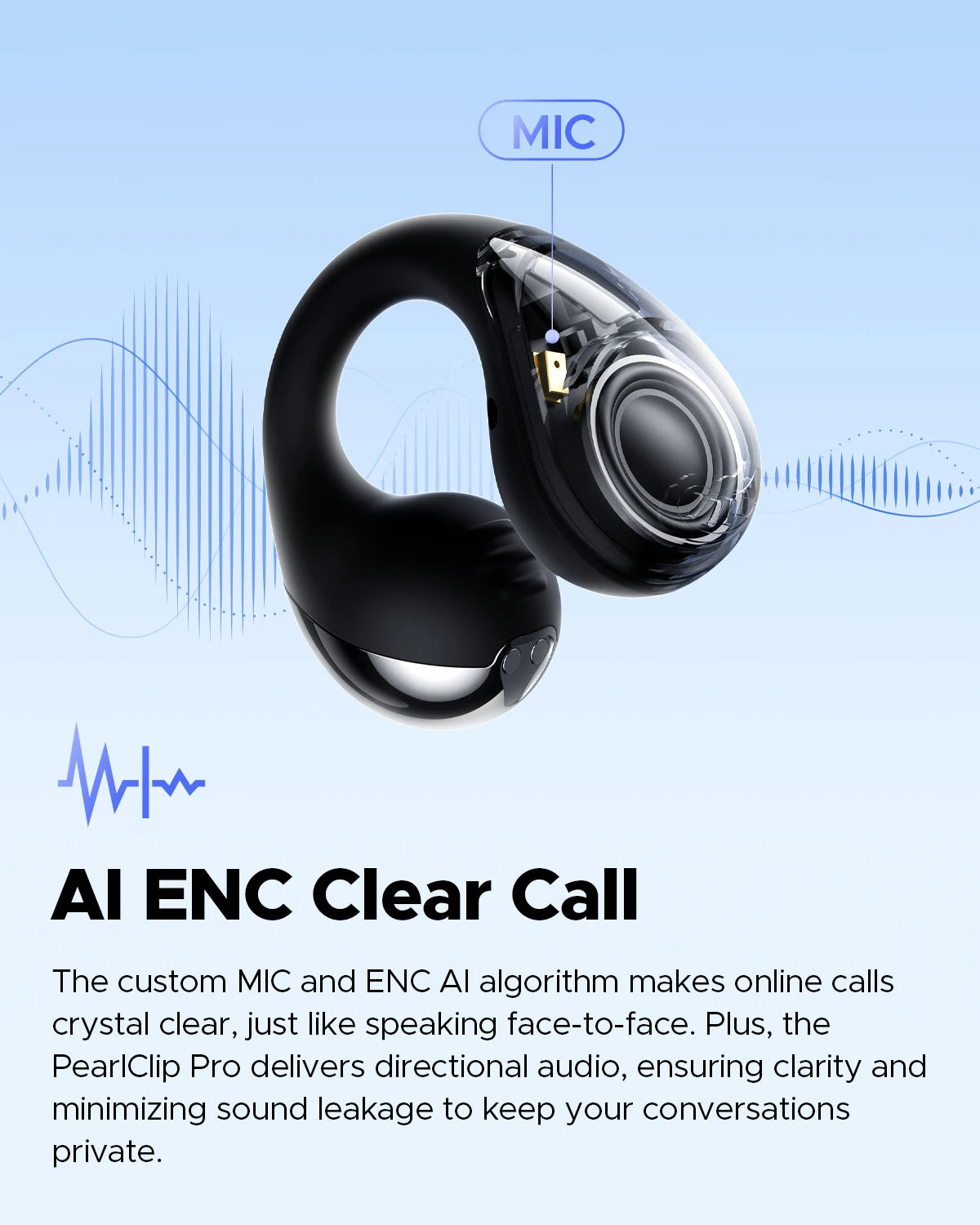 Wireless Earphones Bluetooth 5.4 Open-Ear Earbuds With AI ENC Clear Call, Multipoint Connection, IPX5