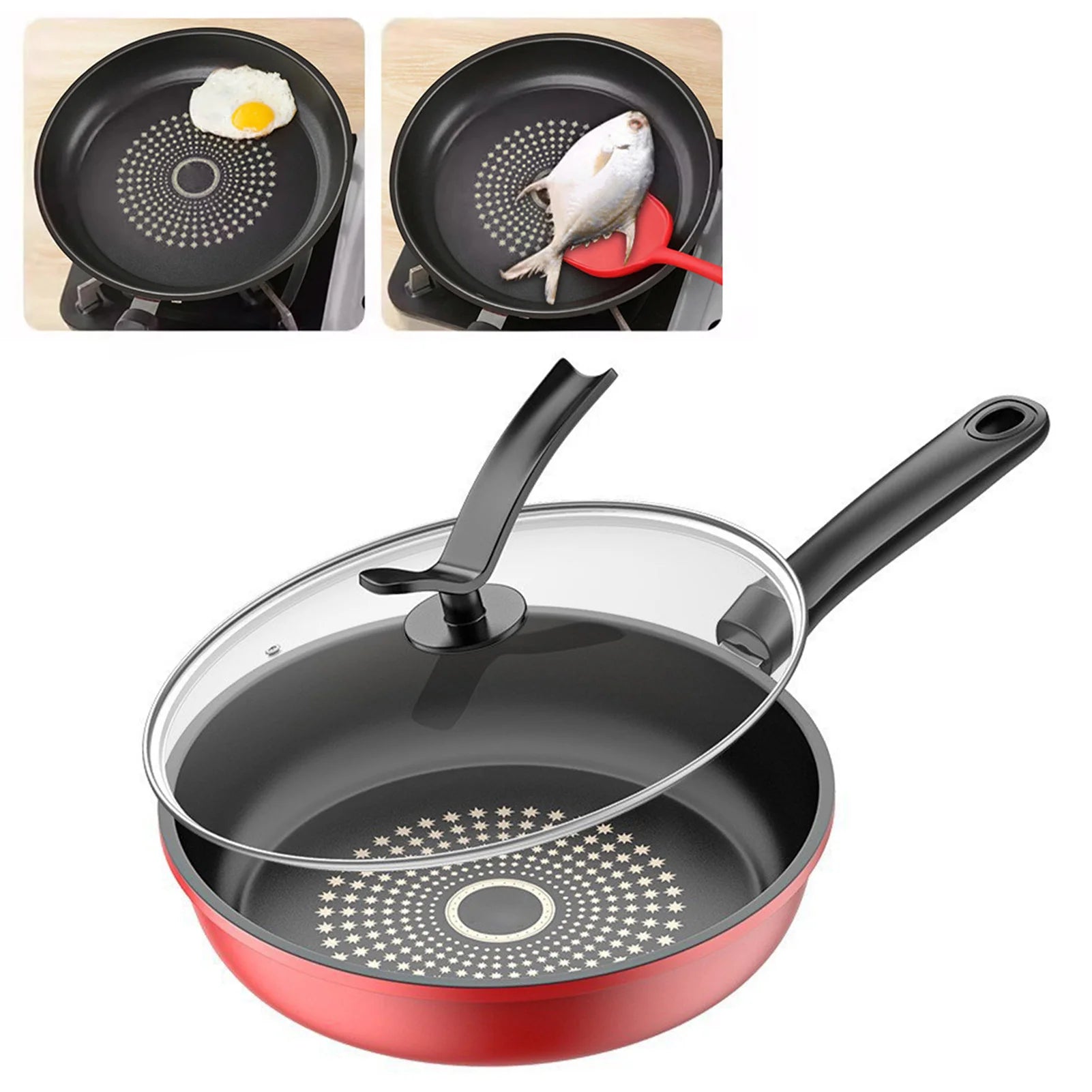 Nonstick Frying Pan Cast Iron Skillet Dishwasher Safe Compatible with Induction Gas Stovetop for Multiple Cooking