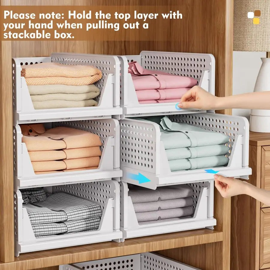 5 Pack Stackable Multi-Purpose Multi-Room Foldable Organizer Storage Baskets